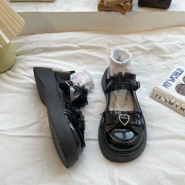 Xajzpa New Fashion Buckle Women's Pumps Spring Autumn Mary Jane Round Toe Solid Butterfly Knot Platform Casual Ladies Shoes